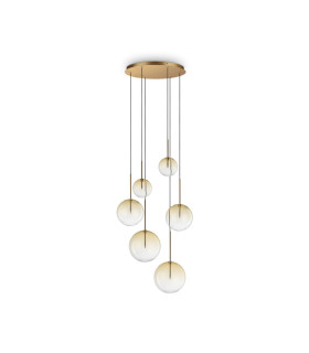 Equinoxe 6 Light Cluster Pendant Ceiling Light Shaded Amber