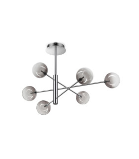 Equinoxe 6 Light Multi Arm Pendant Ceiling Light Smoke Grey