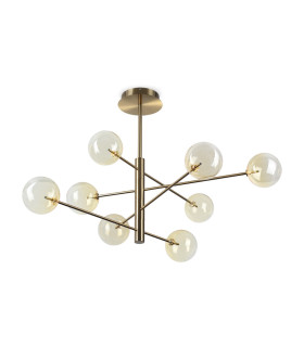Equinoxe 8 Light Multi Arm Pendant Ceiling Light Shaded Amber