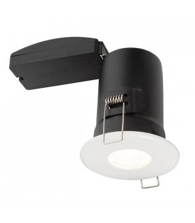 Fire Rated 1 Light Bathroom Recessed Light Matt White, Glass IP65, GU10 - 1