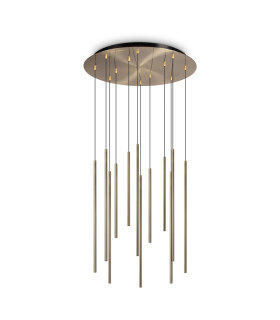 Filo LED 12 Light Cluster Pendant Ceiling Light Brass 2700K
