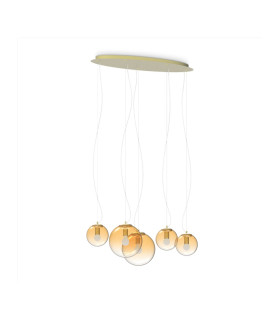 Mapa Clear 5 Light Cluster Pendant Ceiling Light Amber