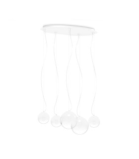 Mapa Clear 5 Light Cluster Pendant Ceiling Light Opal