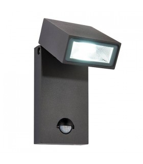 Integrated LED PIR 1 Light Outdoor Wall Light Textured Dark Matt Anthracite, Glass IP44 - 1