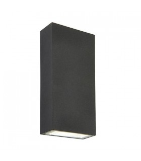 Integrated LED 2 Light Outdoor Up Down Wall Light Textured Dark Matt Anthracite, Glass IP44 - 1
