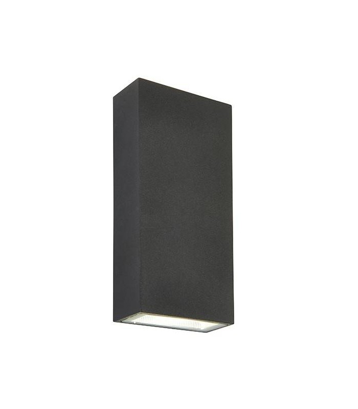 Integrated LED 2 Light Outdoor Up Down Wall Light Textured Dark Matt Anthracite, Glass IP44 - 1