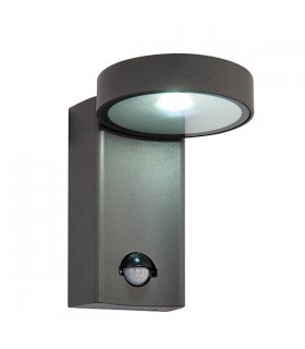 Integrated LED PIR 1 Light Outdoor Wall Light Textured Dark Matt Anthracite, Glass IP44 - 1