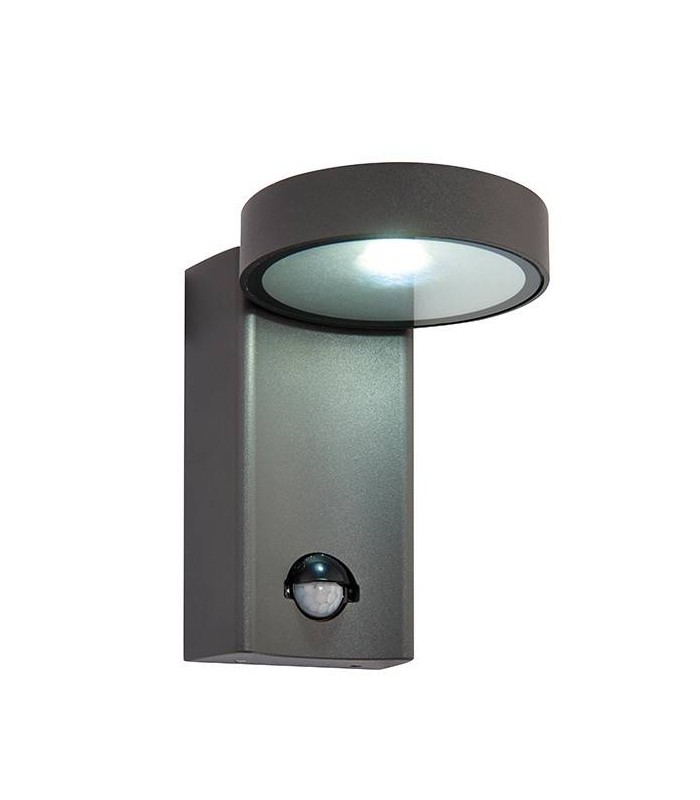 Integrated LED PIR 1 Light Outdoor Wall Light Textured Dark Matt Anthracite, Glass IP44 - 1