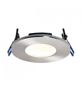 Fire Rated Integrated LED 1 Light Bathroom Recessed Light Satin Nickel Plate IP65 - 1