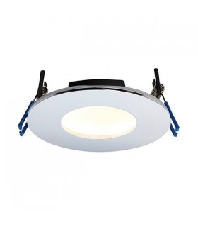 Fire Rated Integrated LED 1 Light Bathroom Recessed Light Chrome Plate IP65 - 1