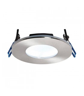 Fire Rated Integrated LED 1 Light Bathroom Recessed Light Satin Nickel Plate IP65 - 1