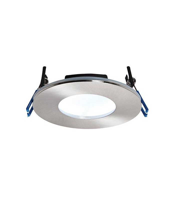 Fire Rated Integrated LED 1 Light Bathroom Recessed Light Satin Nickel Plate IP65 - 1
