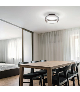 Topico 35cm LED Bowl Semi Flush Ceiling Light Smoke 3000K-2