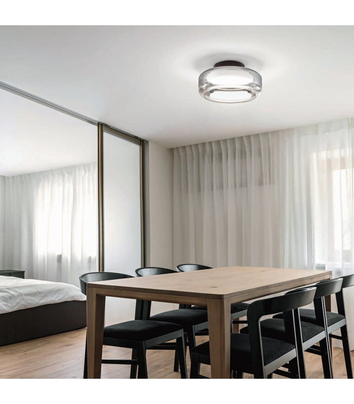 Topico 35cm LED Bowl Semi Flush Ceiling Light Smoke 3000K-2