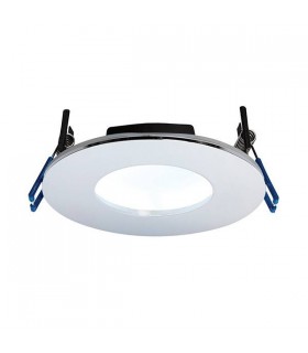 Fire Rated Integrated LED 1 Light Bathroom Recessed Light Chrome Plate IP65 - 1