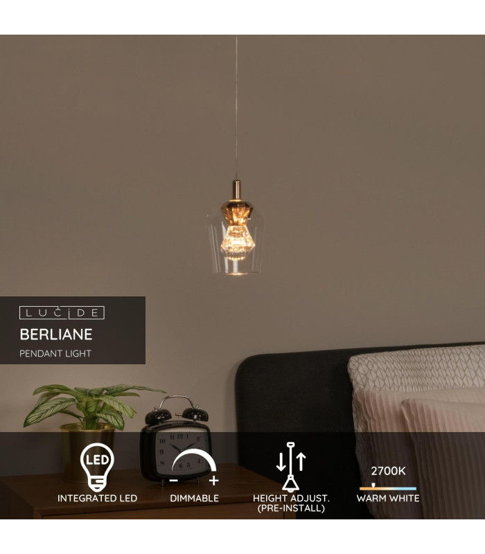 Berliane Pendant light Ø12cm LED Dim. 2700K - With replaceable LED module - Transparent-2