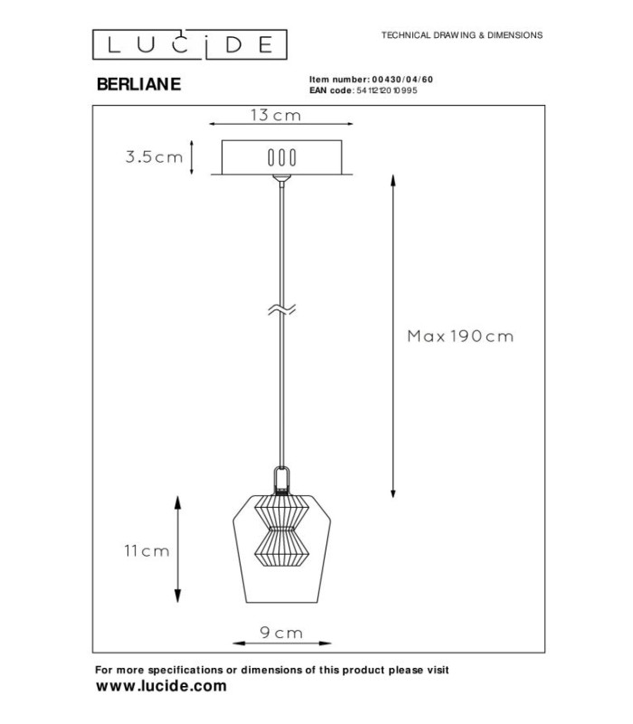 Berliane Pendant light Ø12cm LED Dim. 2700K - With replaceable LED module - Transparent-7