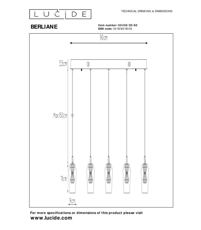 Berliane Pendant light - LED Dim. 2700K - With replaceable LED module - Transparent-8