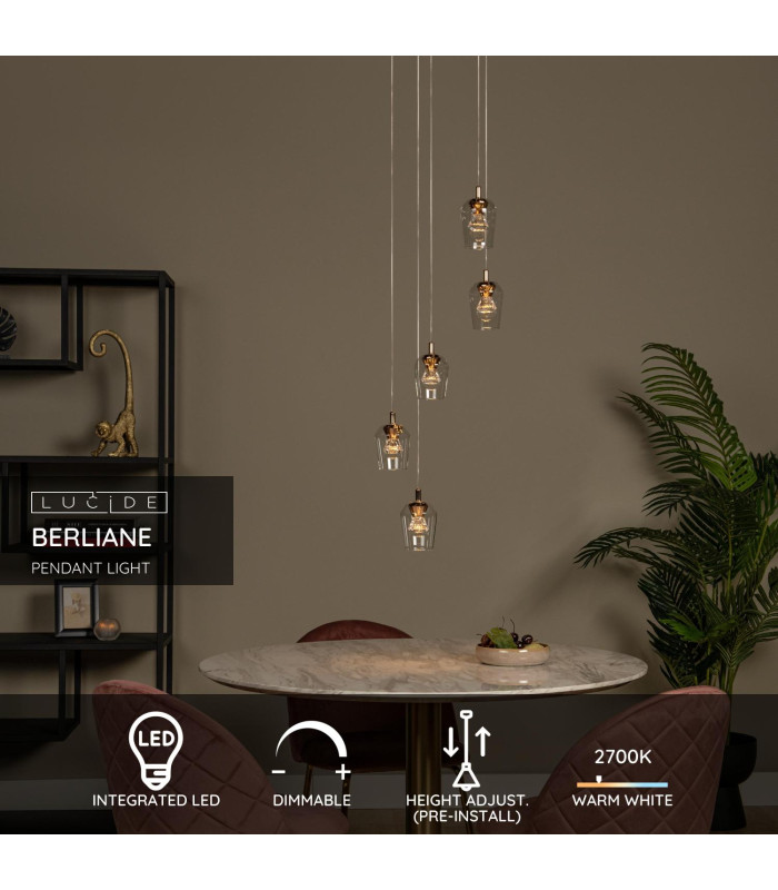Berliane Pendant light Ø34cm LED Dim. 2700K - With replaceable LED module - Transparent-2