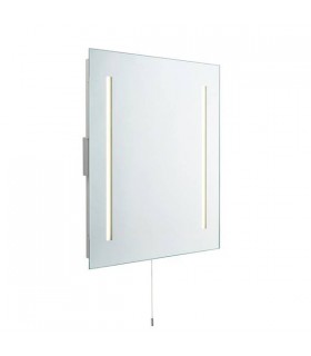 Integrated LED 2 Light Bathroom Shaver Wall Light Mirrored Glass, Matt Silver IP44 - 1