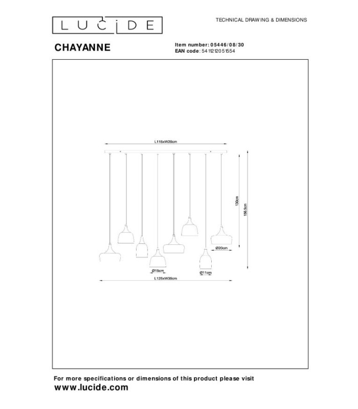 Chayanne Pendant light - 8xE14 - Black-8