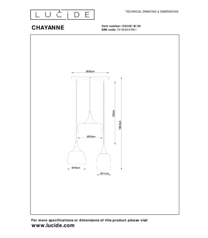 Chayanne Pendant light Ø30cm 3xE14 - Black-7