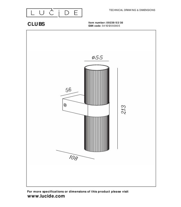 Clubs Wall spotlight Wall light - 2xGU10 - Black-5