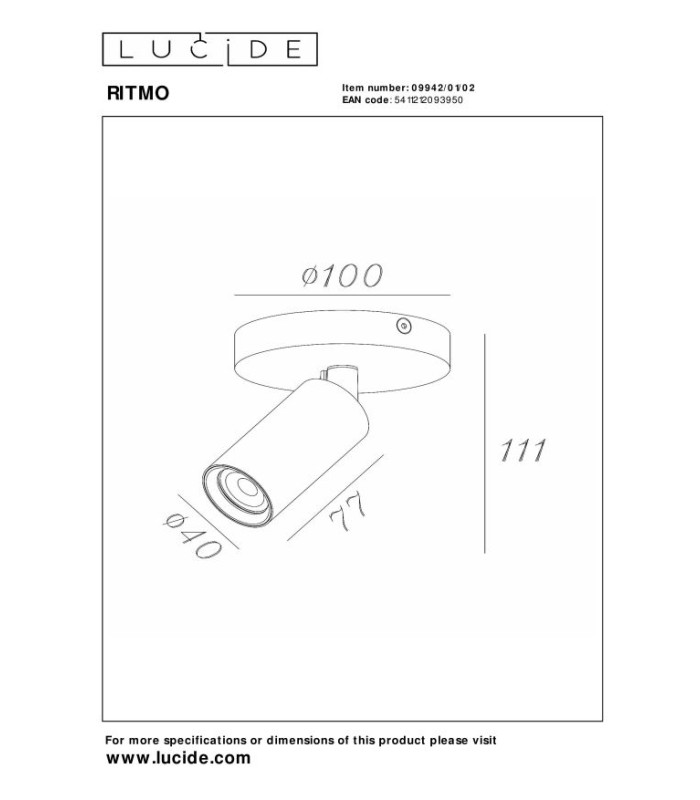 Ritmo Ceiling spotlight Ø10cm 1xGU10 (MR11) - Matt Gold Brass-4
