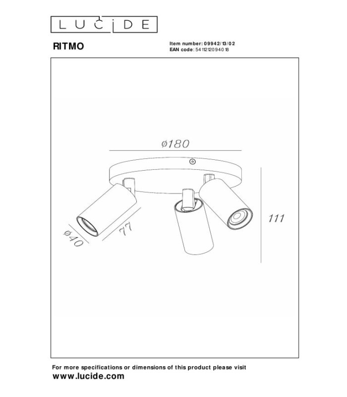 Ritmo Ceiling spotlight Ø18cm 3xGU10 (MR11) - Matt Gold Brass-5
