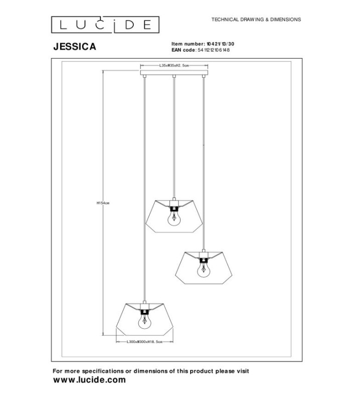 Jessica Pendant light Ø35.5cm 3xE27 - Black-8