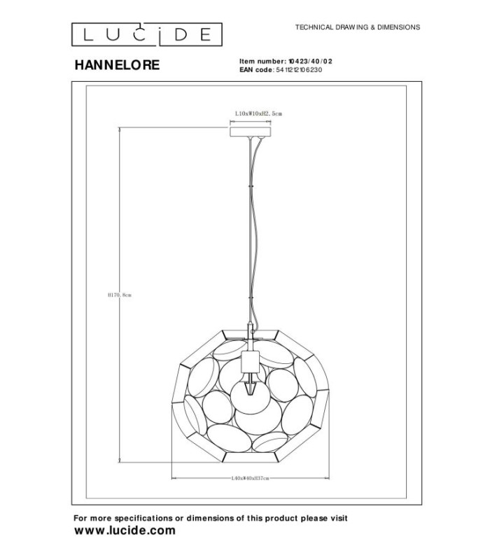 Hannelore Pendant light Ø40cm 1xE27 - Matt Gold Brass-9