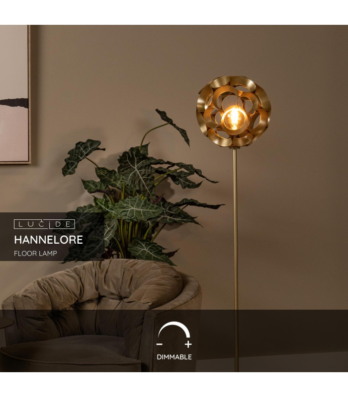 Hannelore Floor lamp Ø30cm 1xE27 - Matt Gold Brass-2