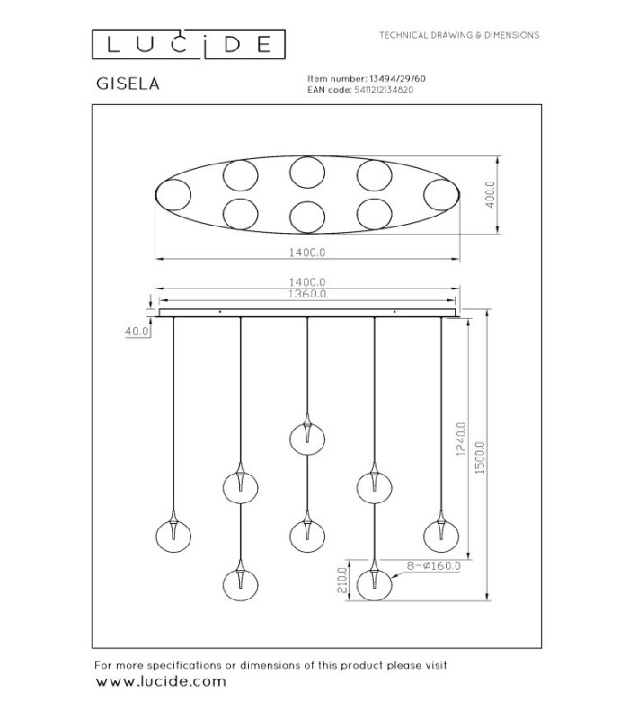 Premium Gisela Pendant light - LED Dim. 2700K - Transparent-10