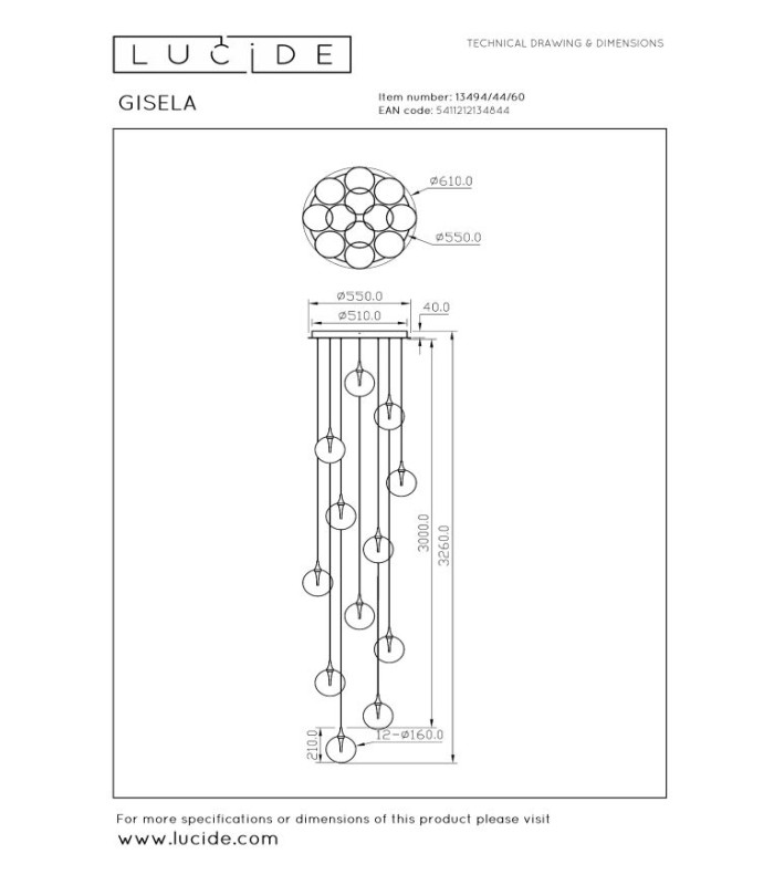 Premium Gisela Pendant light Ø61cm LED Dim. 2700K - Transparent-9