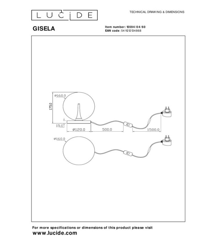 Premium Gisela Table lamp Ø16cm LED Dim. 2700K - Transparent-5