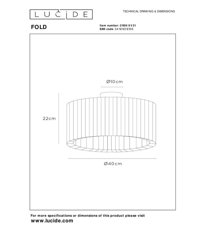 Fold Flush ceiling light Ø40cm 1xE27 - White-6