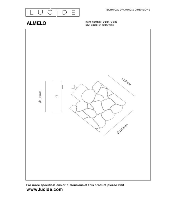 Almelo Wall spotlight Wall light Ø12cm 1xE14 - Black-8