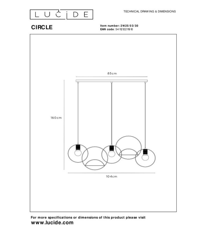 Circle Pendant light - 3xE27 - Black-9