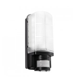 Integrated LED PIR 1 Light Outdoor Wall Light Frosted, Black IP44 - 1