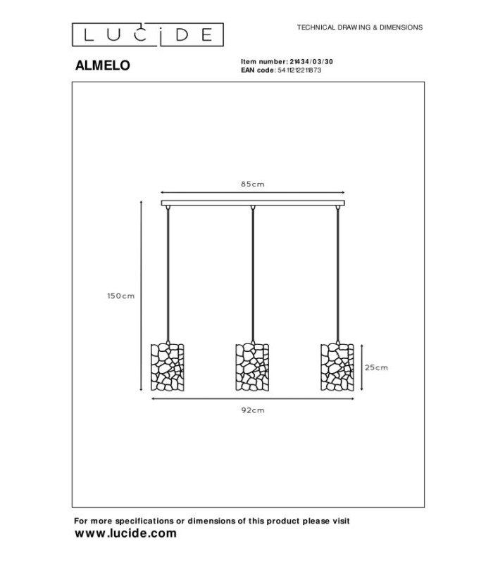 Almelo Pendant light - 3xE27 - Black-9
