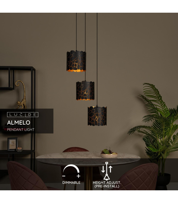 Almelo Pendant light - 3xE27 - Black-2
