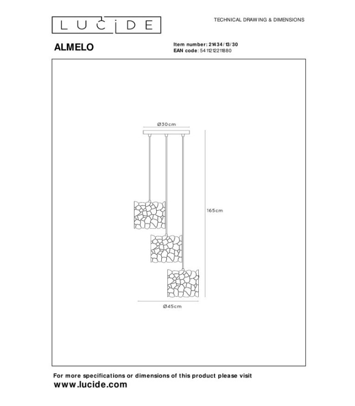 Almelo Pendant light - 3xE27 - Black-9