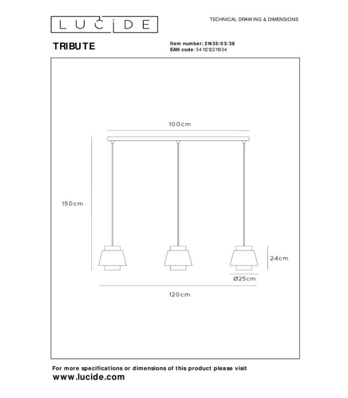 Tribute Pendant light - 3xE27 - Cream-9