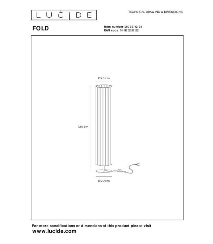 Fold Floor lamp Ø20cm 2xE27 - White-4