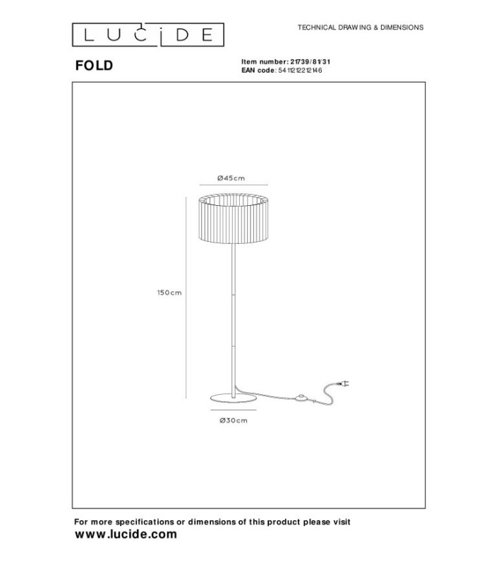 Fold Floor lamp Ø45cm 1xE27 - White-5
