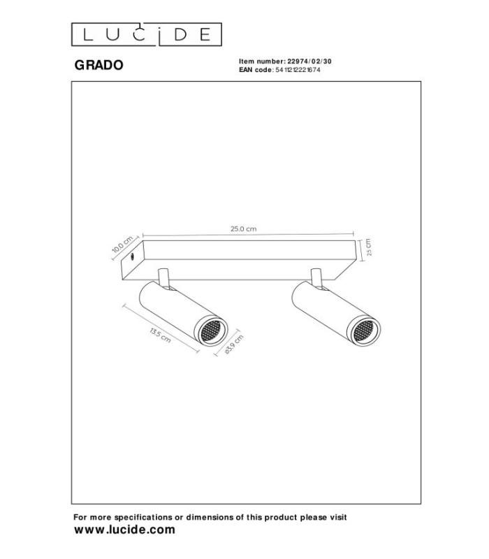 Grado Ceiling spotlight - 2xGU10 (MR11) - Black-7