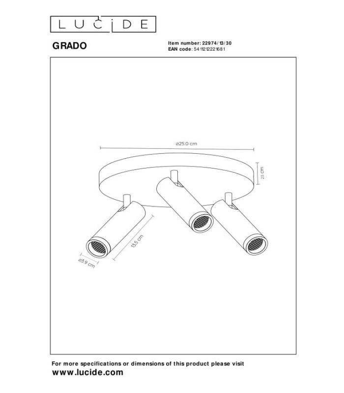Grado Ceiling spotlight Ø25cm 3xGU10 (MR11) - Black-6