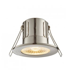 Fire Rated Integrated LED Bathroom Recessed Light Satin Nickel Plate, Acrylic IP65 - 1