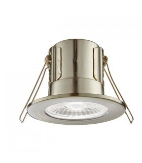 Fire Rated Integrated LED Bathroom Recessed Light Satin Nickel Plate, Acrylic IP65 - 1