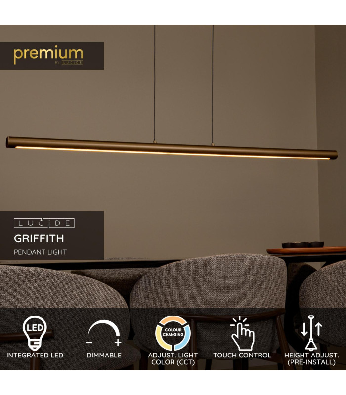 Premium Griffith Pendant light - LED Dim. CCT 1x33W 2700K/4000K - Bronze-2